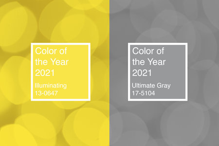 Background of colors of year 2021 Ultimate Gray and Illuminatingの写真素材