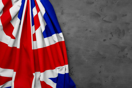 Flag of United Kingdom on grey background