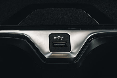 USB port for connecting device in luxury car