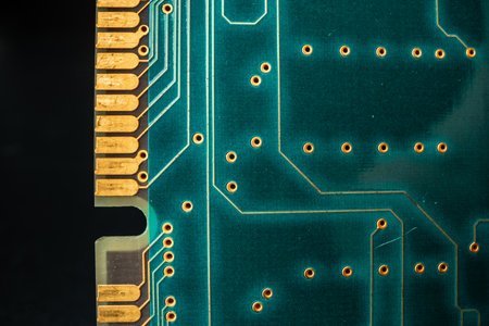 Macro photo of electronic circuit board in computerの写真素材