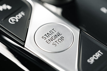 Luxury car gear shifter knob close up