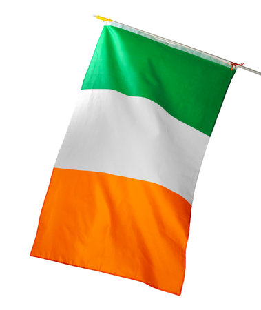 National flag of Ireland isolated on white backgroundの写真素材