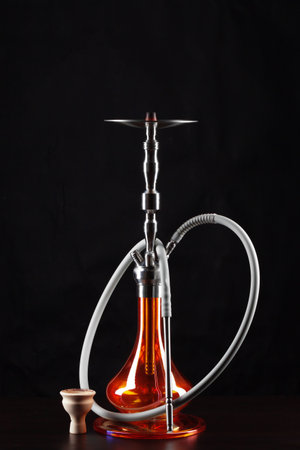 New hookah isolated on black background, copy space