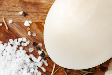 Soap bars with natural ingredients on the tableの写真素材