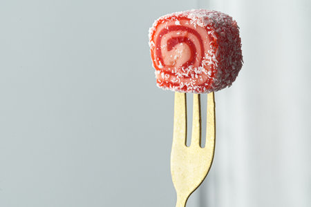 Square shaped turkish delight lokum sweets close up
