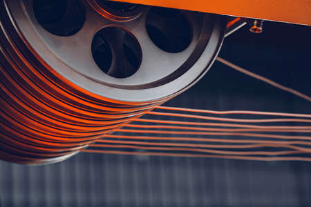 Production of cable wire at cable factoryの写真素材