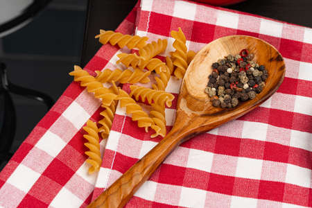 Set of spices on a kitchen counter close upの写真素材