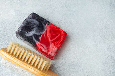 Handmade, natural organic soap on the table. Spa products.の写真素材