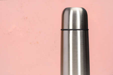 Aluminum metal thermos container bottle close upの写真素材