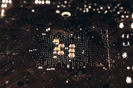 Computer mother board close up.Computer parts
