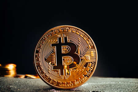 Close up photo of bitcoin crypto currency