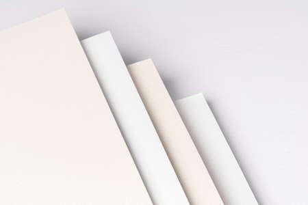 Pile of white carton paper sheets with copy spaceの写真素材