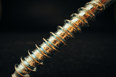 Iron screw bolts on black background close upの写真素材