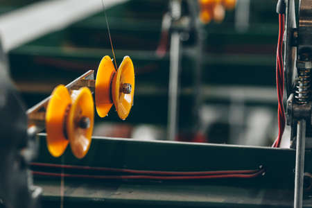 Production of cable wire at cable factoryの写真素材