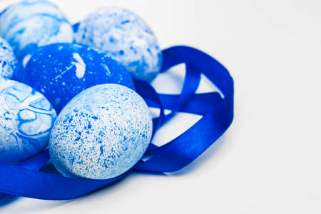 blue Easter eggs isolated on white.の写真素材