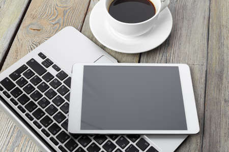 Working place, wooden table