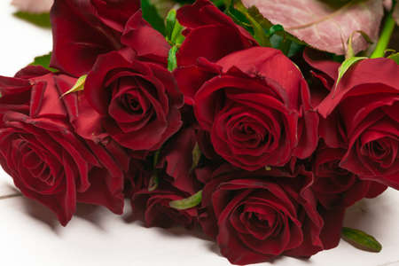 Bouquet of flowers: fresh red roses for backgroundsの写真素材