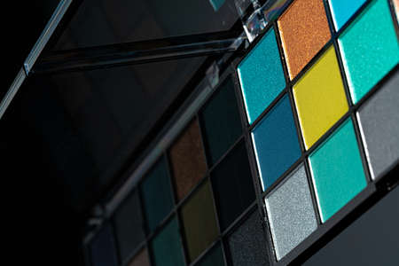 Make up colorful eyeshadow palettes, close upの写真素材