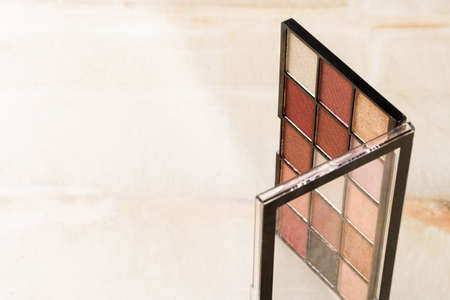 Close up of new matte eyeshadow colorful shades palette.