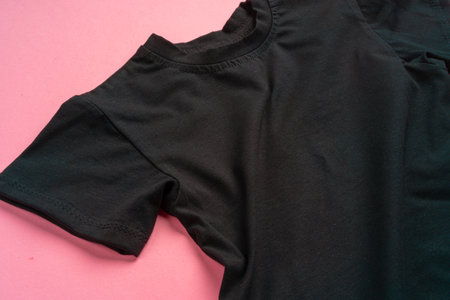 Black color plain t-shirt with copy spaceの写真素材