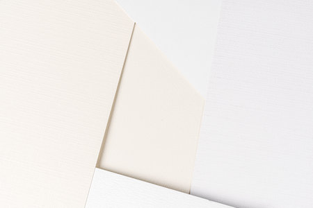 Pile of white carton paper sheets with copy spaceの写真素材