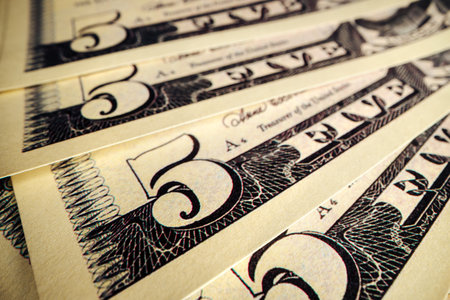 American dollar banknotes close up, macro photoの写真素材
