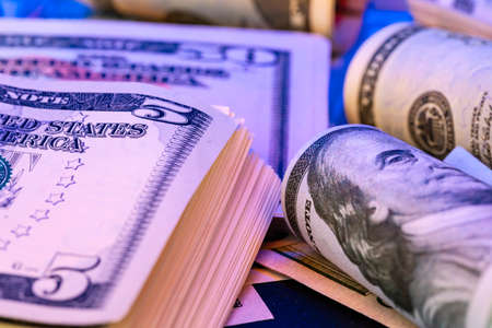 American dollar usd banknotes stack close upの写真素材