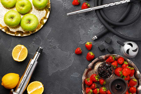 Shisha parts and fresh fruits close upの写真素材