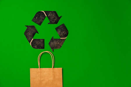 Concept of paper recycling, eco friendly consumerismの写真素材