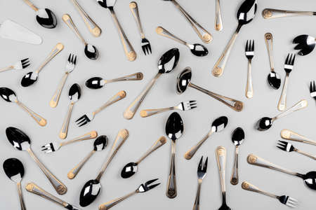 Background of cutlery, set of cutlery on white backgroundの写真素材