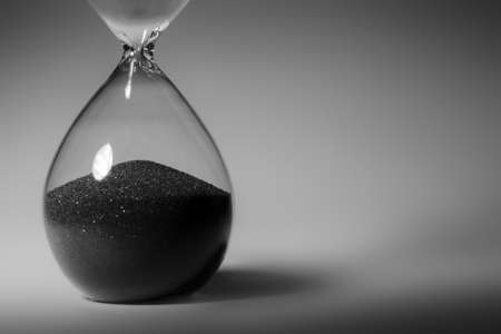 Black and white photo of hourglass close up