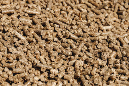 Pressed wood filler for pet toilet, backgroundの写真素材