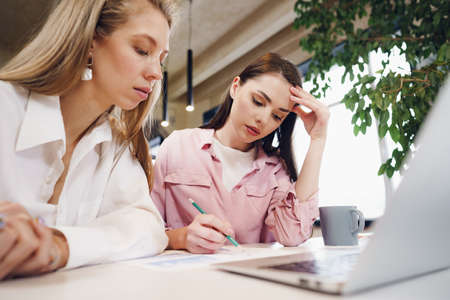 Two women entrepreneurs working together in office