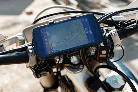 Close-up details of cross motorcycle parked on ground