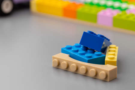 Close up of colorful toy constructor detailsの写真素材