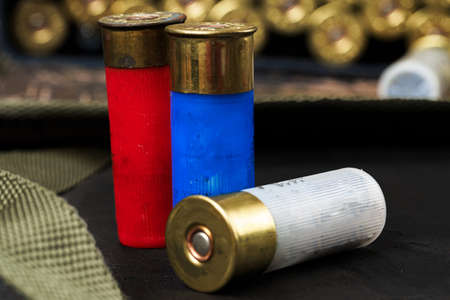 Set of cartridges for a hunting shotgunの写真素材