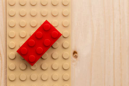 Colorful plastic toy building kit details close upの写真素材