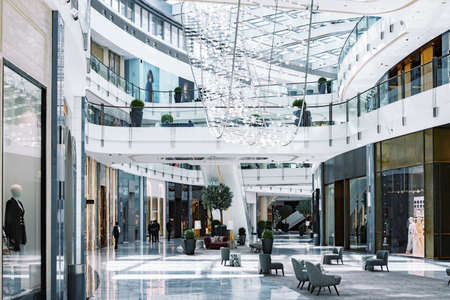DUBAI, UAE- MARCH, 2020: Fashion Avenue interior view inside The Dubai Mallのeditorial素材