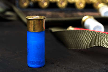 Close up of cartridges for hunting shotgun