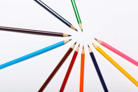 Group of pencils isolated on white backgroundの写真素材