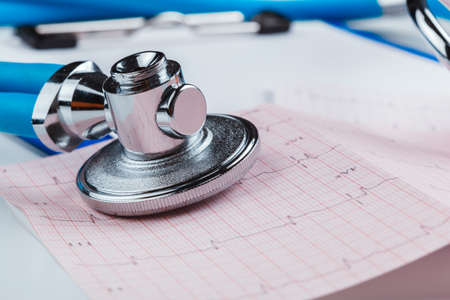 Stethoscope on cardiogram sheetの写真素材