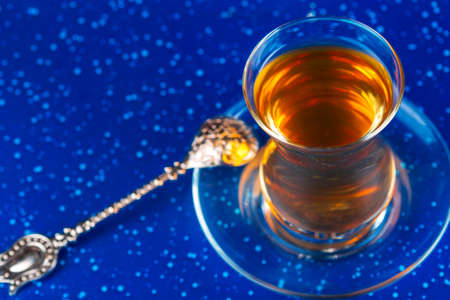 Turkish tea in traditional glassの写真素材