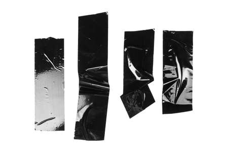 Black electrical tape isolated on white backgroundの写真素材