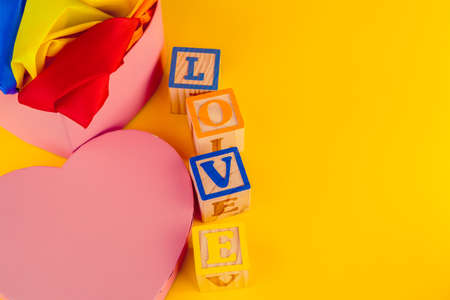 LGBT concept, text love, LGBT flagの写真素材