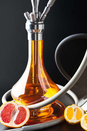Luxury hookah with exotic fruit. Hookah lounge.