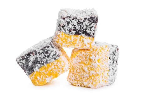 Tasty Turkish delight isolated on whiteの写真素材