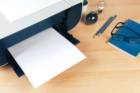close up modern printer screen in office