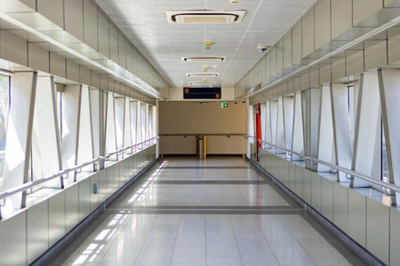 The empty corridor hallway to the train stationの写真素材