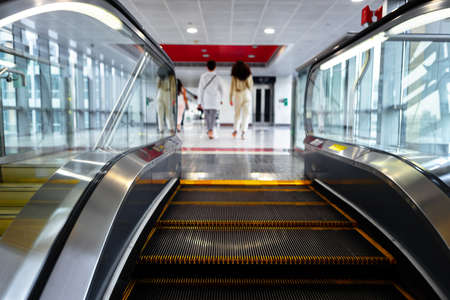 Escalator stairs close up in a shopping mall