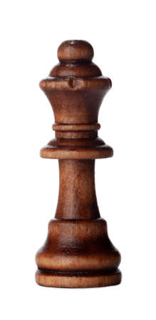Wooden chess pieces close up isolated on whiteの写真素材